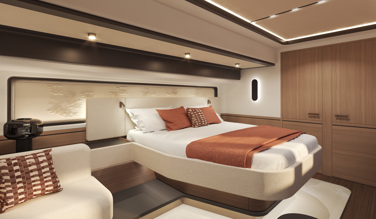 Oyster P60 power catamaran interior owners cabin 2