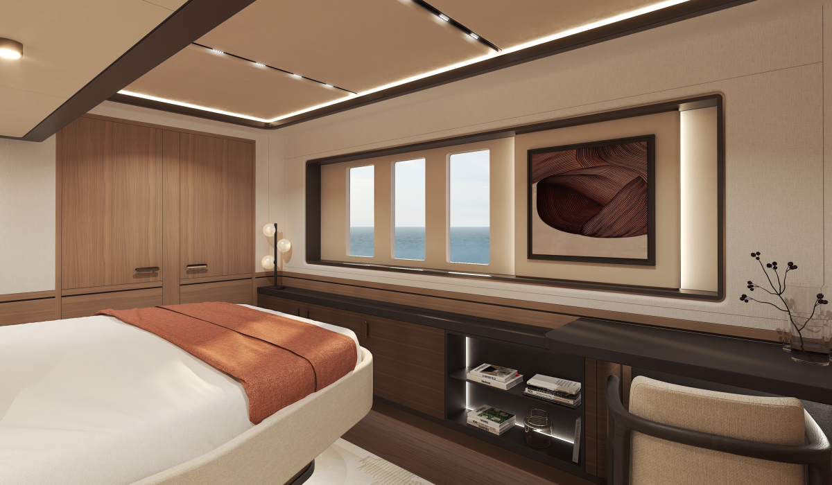 Oyster P60 power catamaran interior owners cabin 3