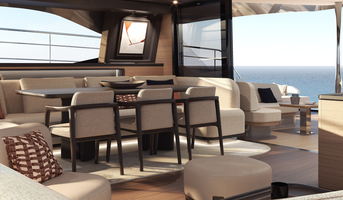 Oyster P60 power catamaran interior saloon 12