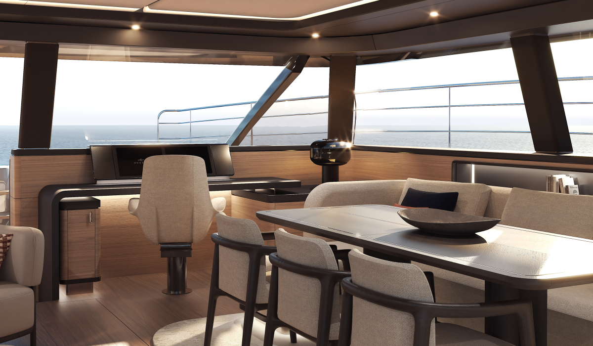 Oyster P60 power catamaran interior saloon 14