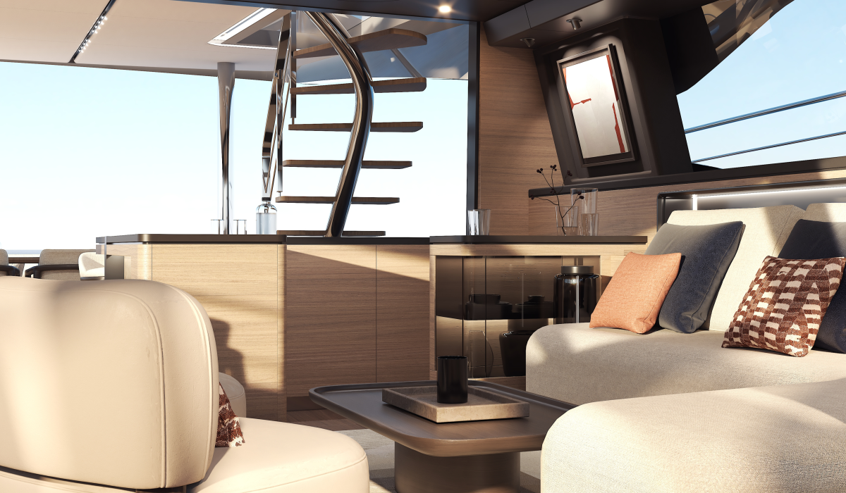 Oyster P60 power catamaran interior saloon 9