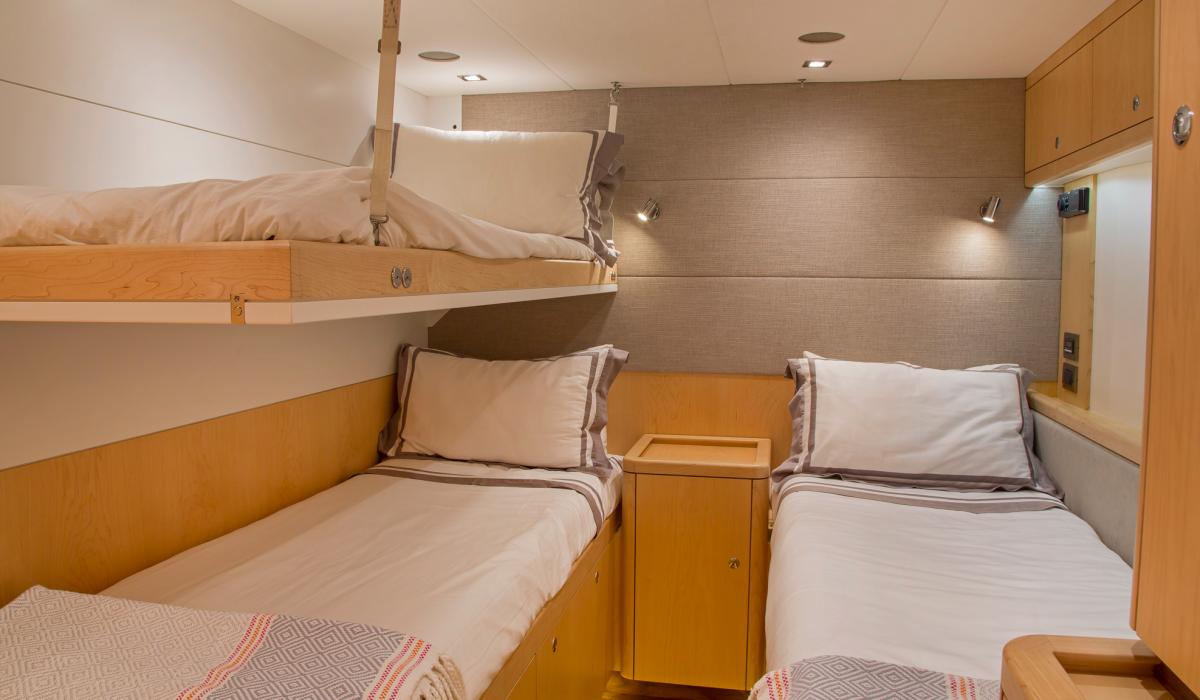 Oyster Yachts Oyster 745 Gracious 75 Foot Luxury Sailing Yacht Guest Cabin Single Beds and Additional Bed