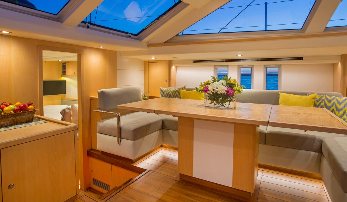 Oyster Yachts Oyster 745 Gracious 75 Foot Luxury Sailing Yacht Saloon Table