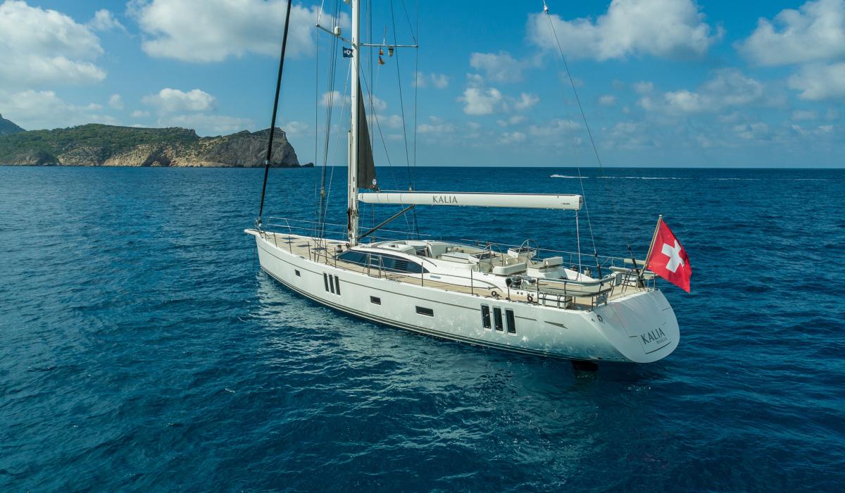 Oyster Yachts Oyster 745 Kalia 75 Foot Sailing Yacht At Anchor