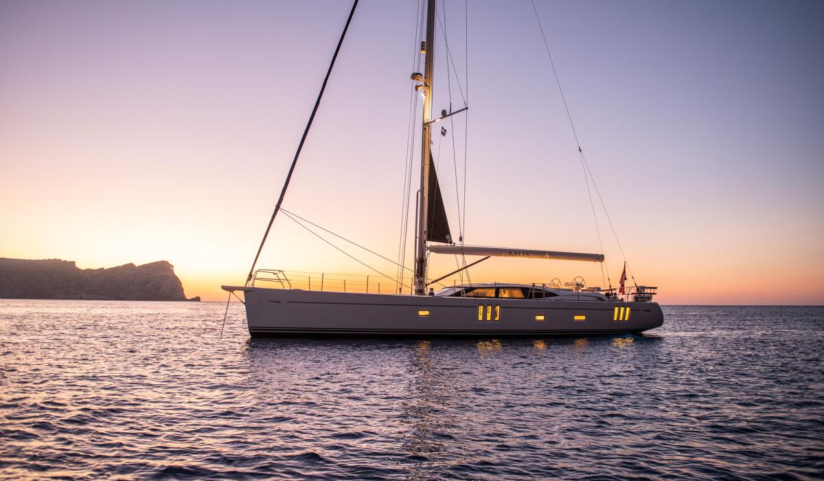 Oyster Yachts Oyster 745 Kalia Luxury Bluewater Sailing Yacht At Anchor Dusk
