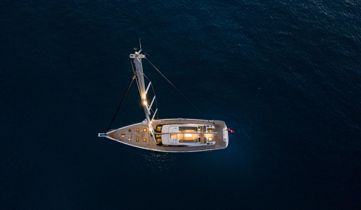 Oyster Yachts Oyster 745 Kalia Luxury Bluewater Sailing Yacht At Anchor Night