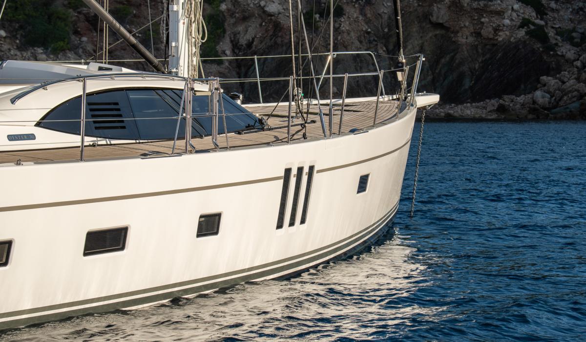 Oyster Yachts Oyster 745 Kalia Luxury Bluewater Sailing Yacht At Anchor Side