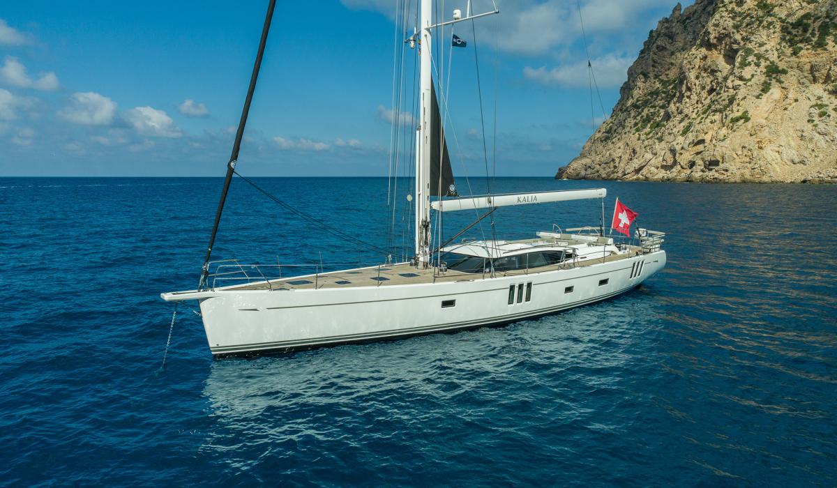 Oyster Yachts Oyster 745 Kalia Luxury Sailing Yacht White Hull At Anchor