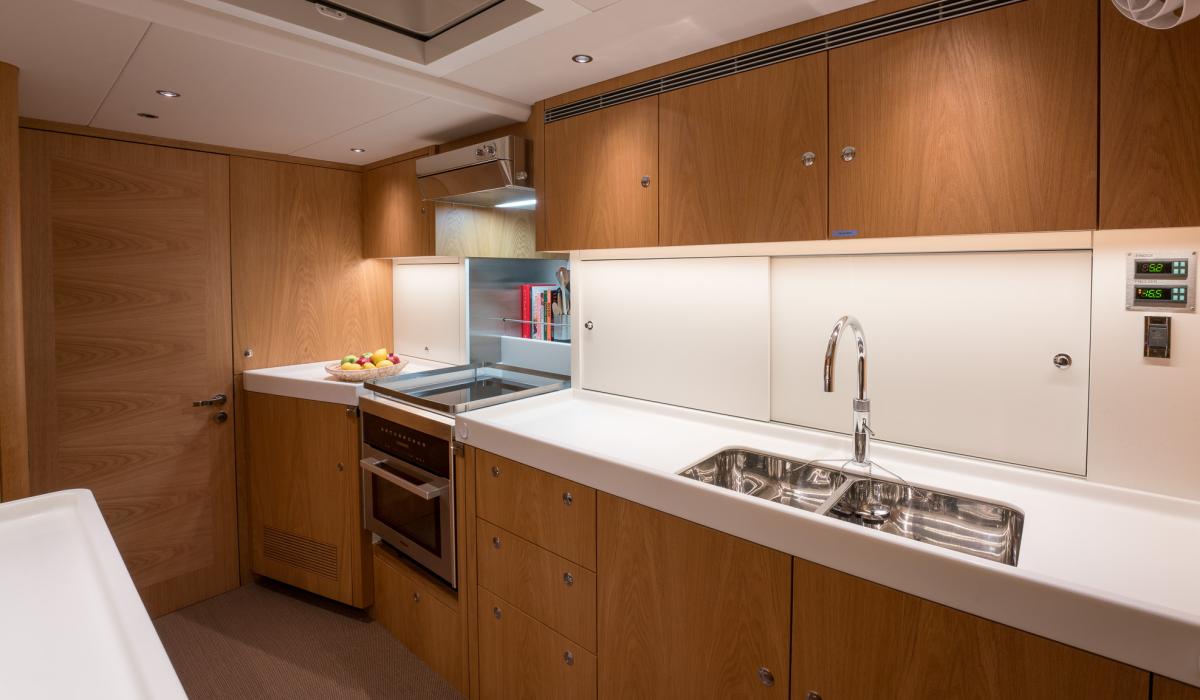 Oyster Yachts Oyster 745 Mexican Wave Luxury Sailing Yacht Galley Privacy