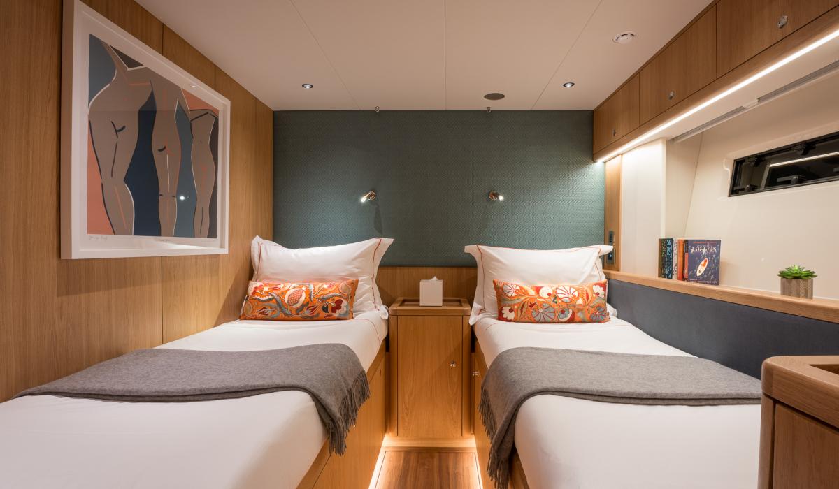 Oyster Yachts Oyster 745 Mexican Wave Luxury Sailing Yacht Interior Guest Accommodation Single Beds