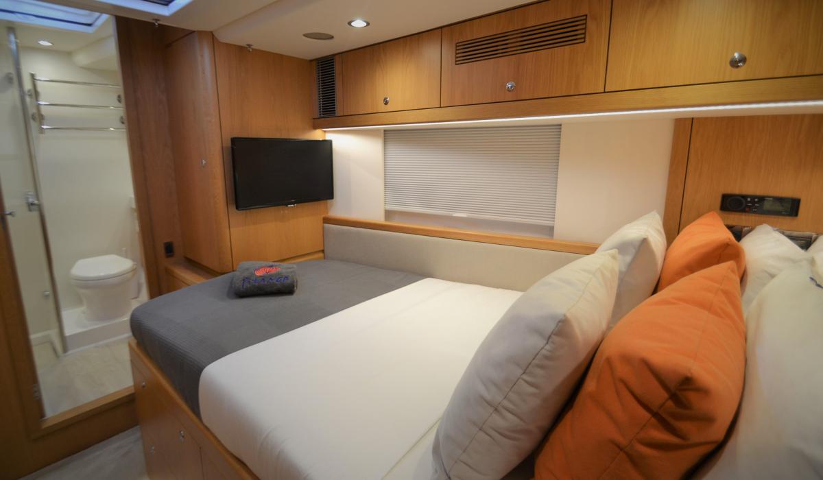Oyster Yachts Oyster 745 Pitanga 75 Foot Luxury Sailing Yacht Interior Forward Guest Cabin