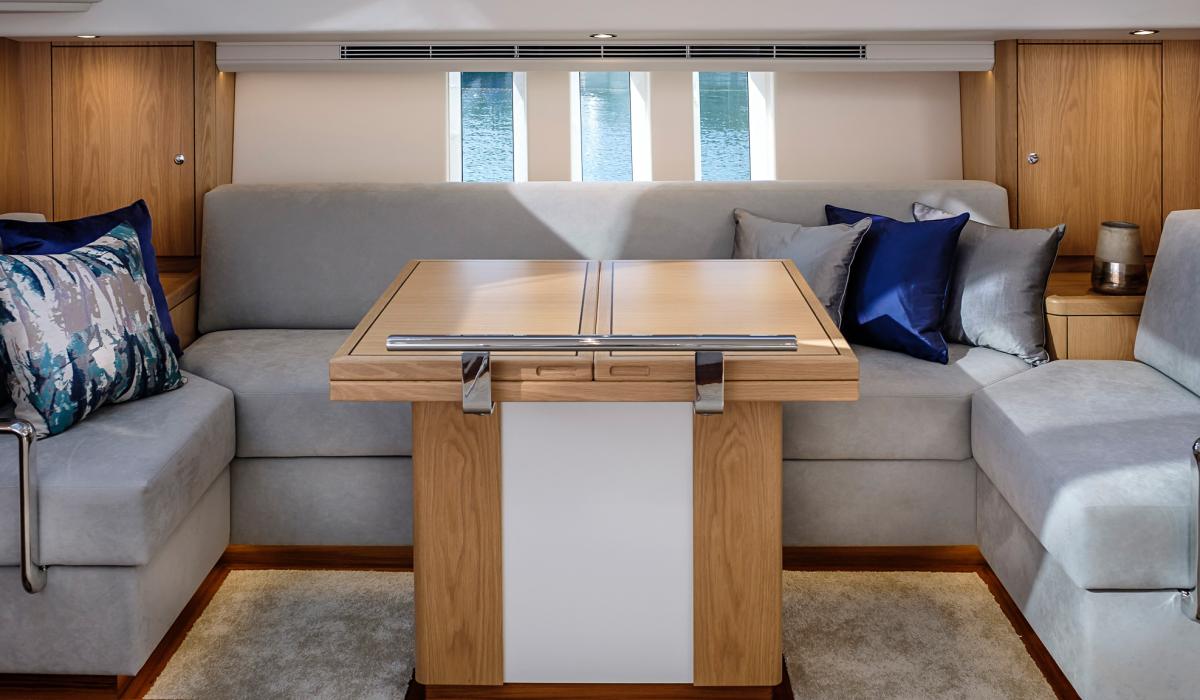 Oyster Yachts Oyster 745 Pitanga 75 Foot Luxury Sailing Yacht Interior Saloon Table