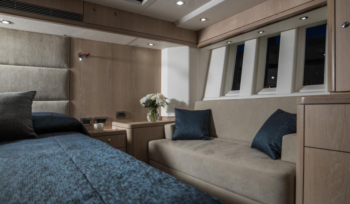 Oyster Yachts Oyster 745 Satori Luxury Sailing Yacht Interior Master Cabin Sofa