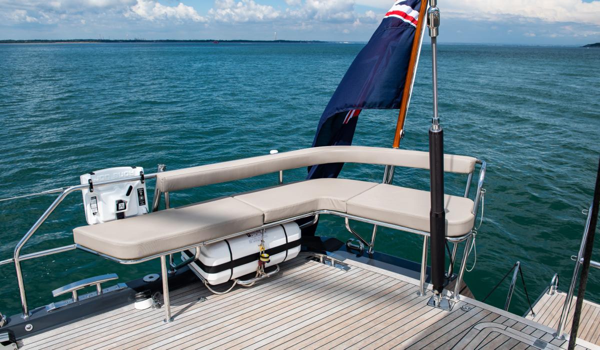 Oyster Yachts Oyster 885 90 foot luxury sailing yacht pushpit seats aft deck