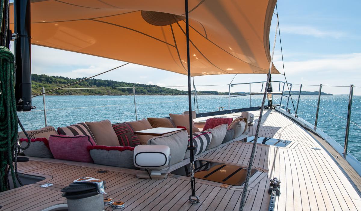 Oyster Yachts Oyster 885 90 foot luxury sailing yacht shadow foredeck space