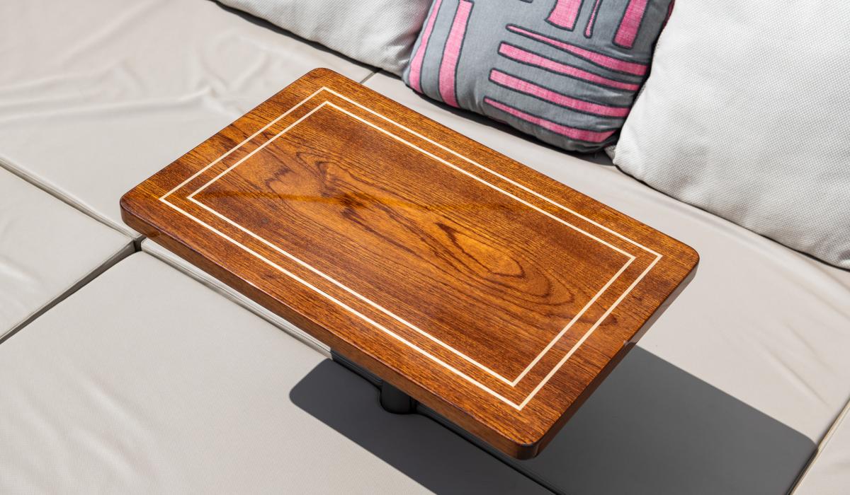 Oyster Yachts Oyster 885 90 foot luxury sailing yacht table on foredeck