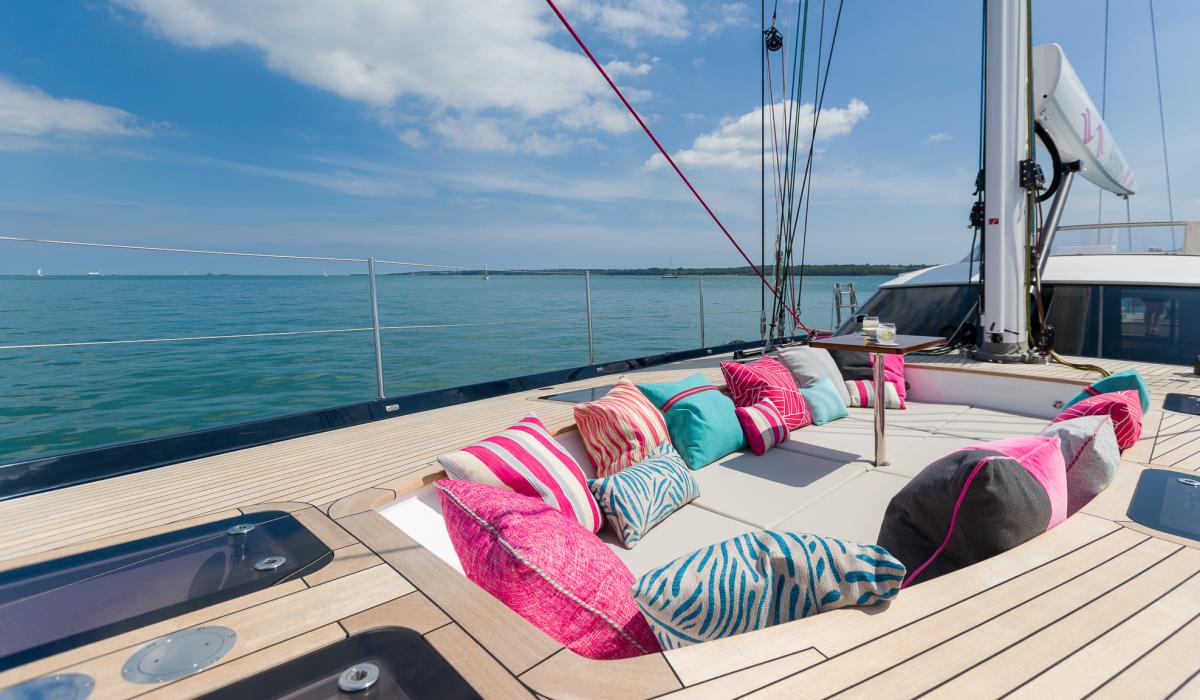 Oyster Yachts Oyster 885 Achenar Luxury Sailing Yacht Relaxing Spaces Foredeck