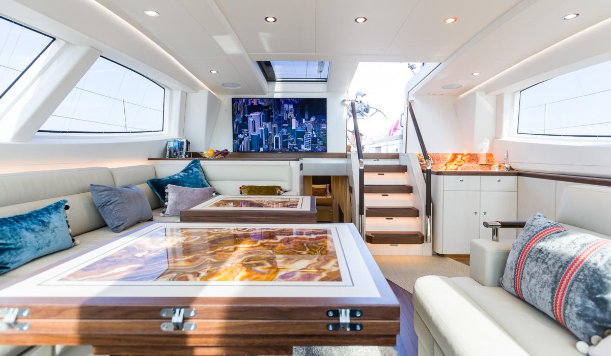 Oyster Yachts Oyster 885 Achenar Luxury Sailing Yacht Saloon TV