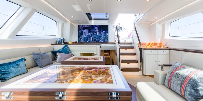 Oyster Yachts Oyster 885 Achenar Luxury Sailing Yacht Saloon TV