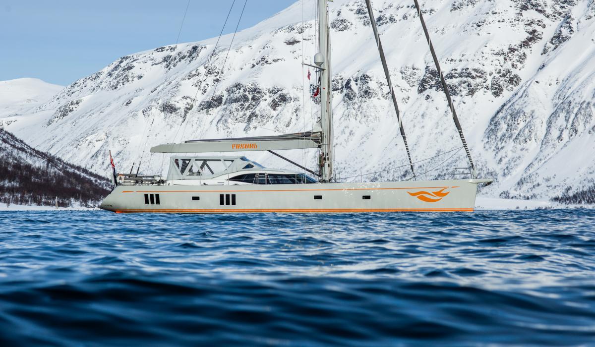 Oyster Yachts Oyster 885 Firebird 90 Foot Sailing Yacht At Anchor Snow Northern Europe