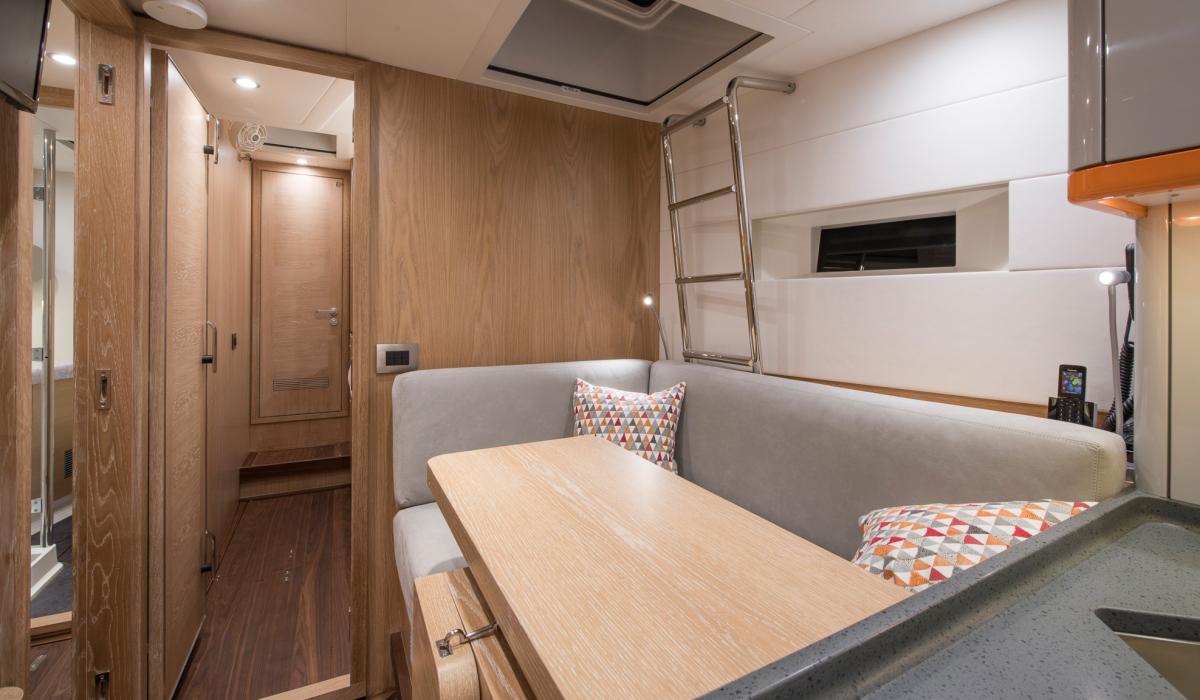 Oyster Yachts Oyster 885 Firebird 90 Foot Sailing Yacht Interior Galley Table