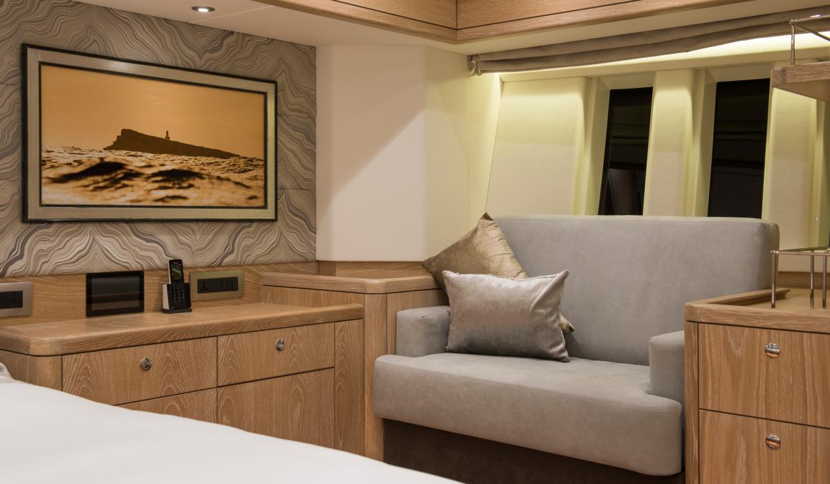 Oyster Yachts Oyster 885 Firebird 90 Foot Sailing Yacht Interior Master Cabin Sofa