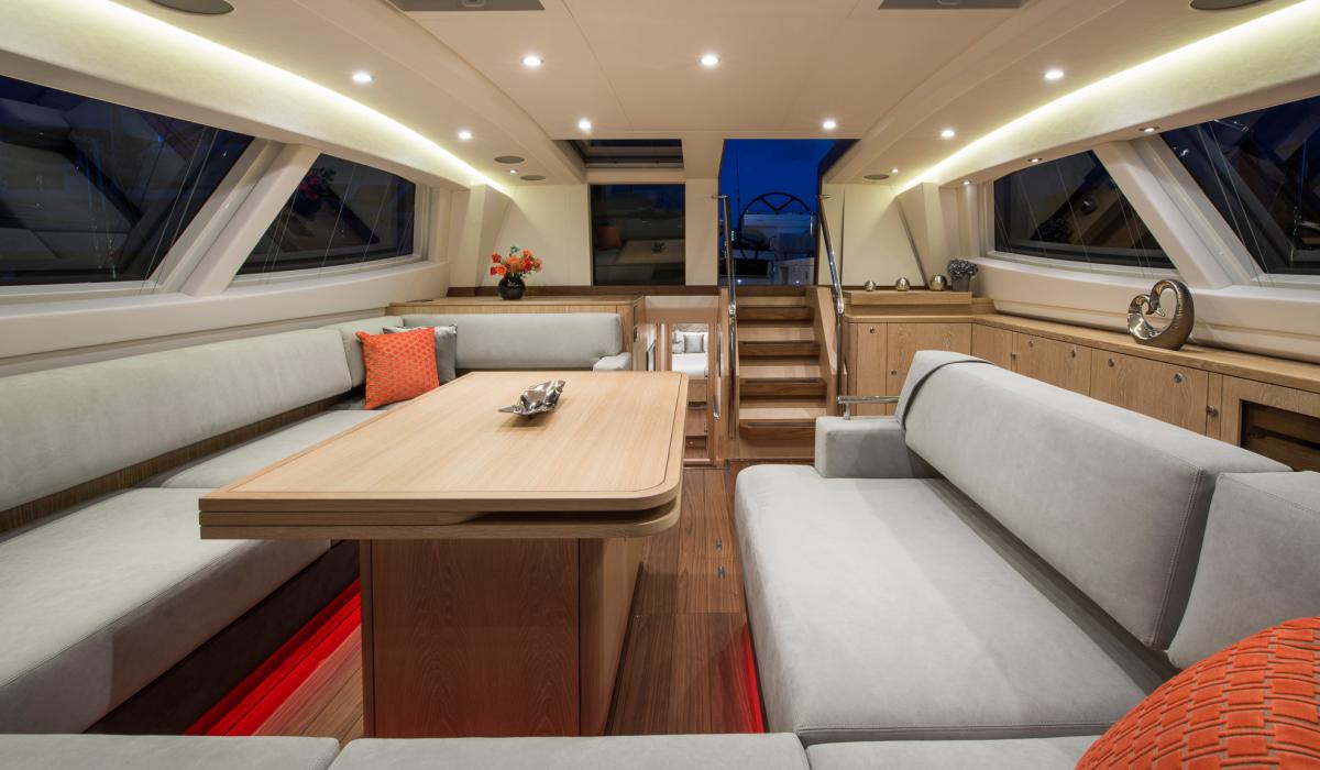 Oyster Yachts Oyster 885 Firebird Luxury Sailing Yacht Interior Saloon Table