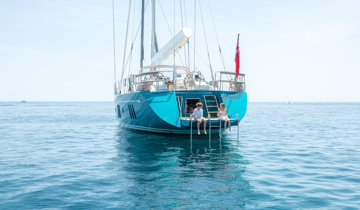 Oyster Yachts Oyster 885 Karibu At Anchor Swim Platform Open