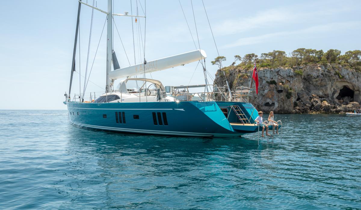 Oyster Yachts Oyster 885 Karibu At Anchor Swim Platform
