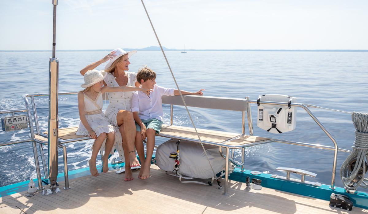 Oyster Yachts Oyster 885 Karibu Luxury Sailing Yacht 90 Foot Relaxing On Pushpit Seats Aft Deck