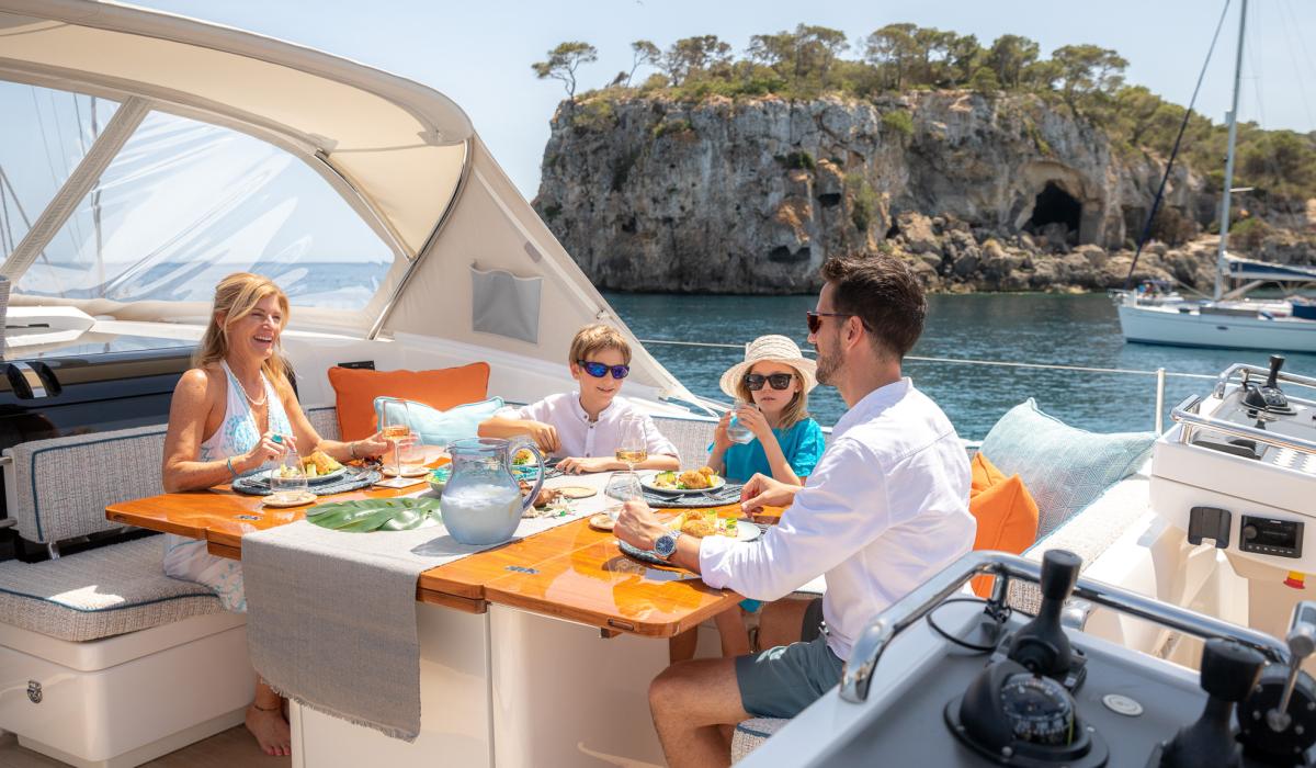 Oyster Yachts Oyster 885 Karibu Luxury Sailing Yacht Family Lunch Cockpit