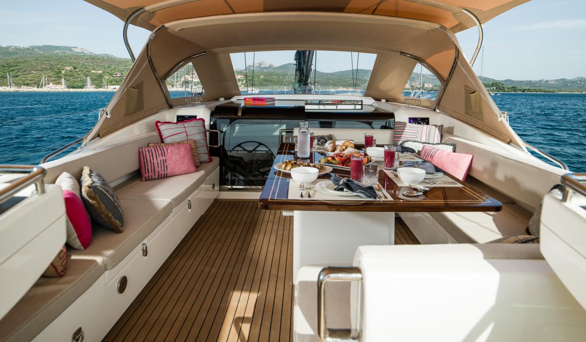 Oyster Yachts Oyster 885 Sailing Yacht Luxury Cockpit Table Set up