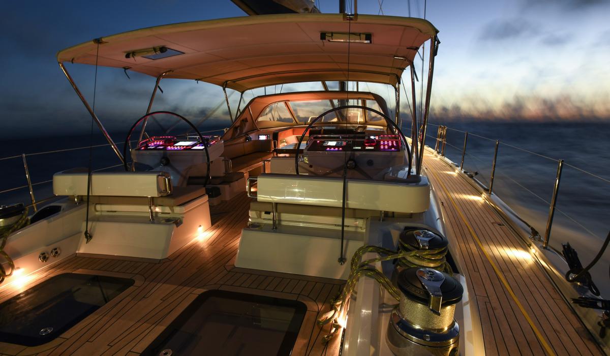 Oyster Yachts Oyster 885 Satori II Luxury Sailing Yacht Exterior Lighting Night