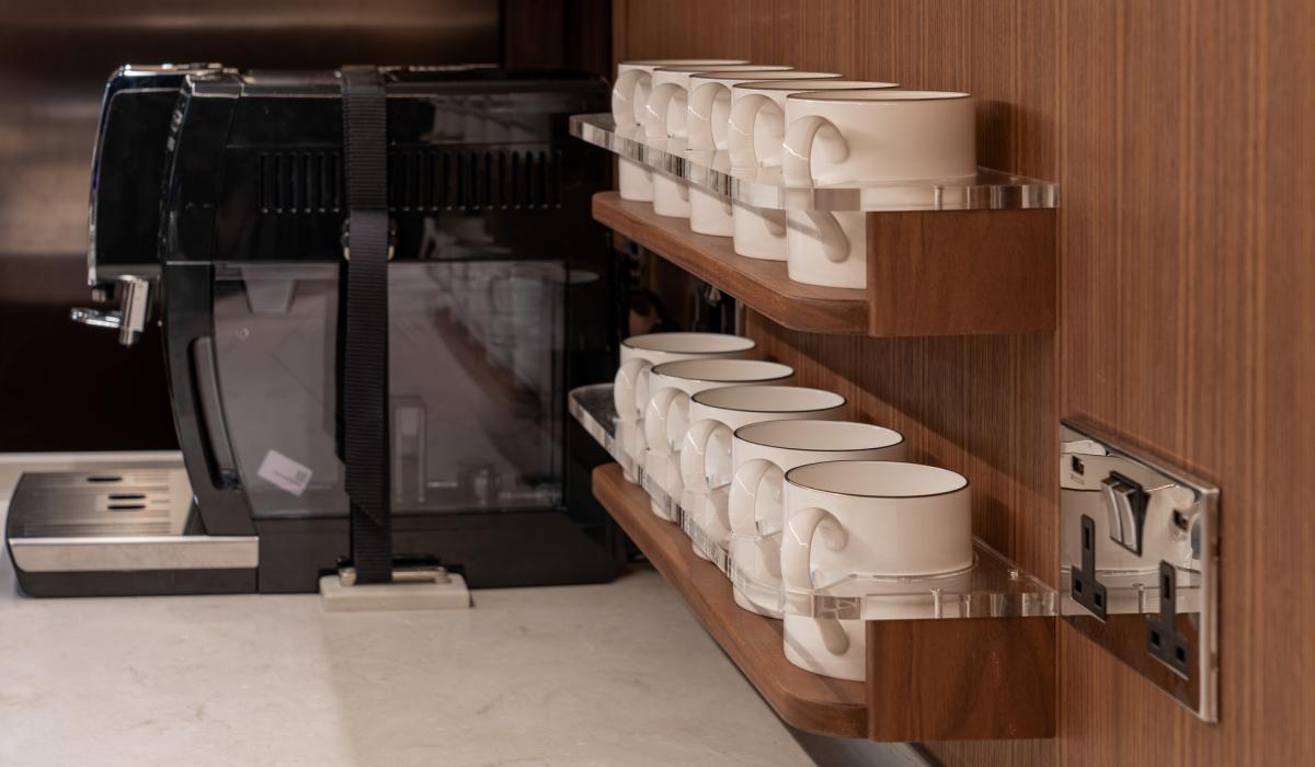 Oyster Yachts Oyster 885 Satori II Luxury Sailing Yacht Galley Mug Holder