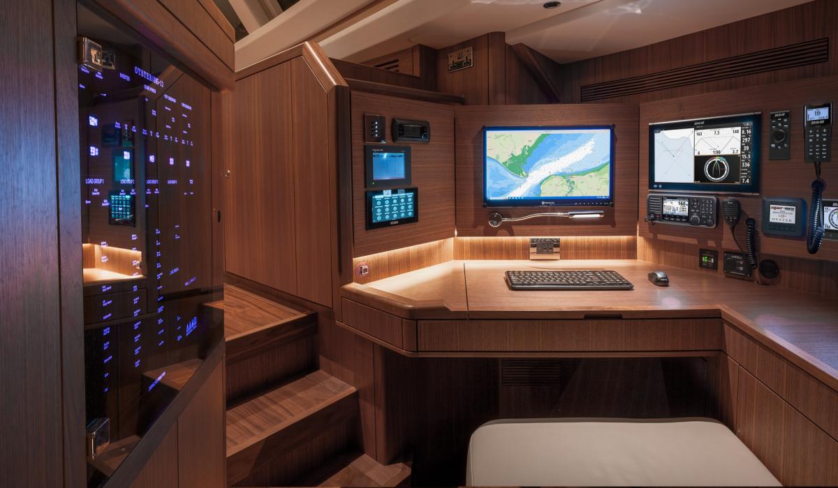 Oyster Yachts Oyster 885 Satori II Luxury Sailing Yacht Interior Navigation Station
