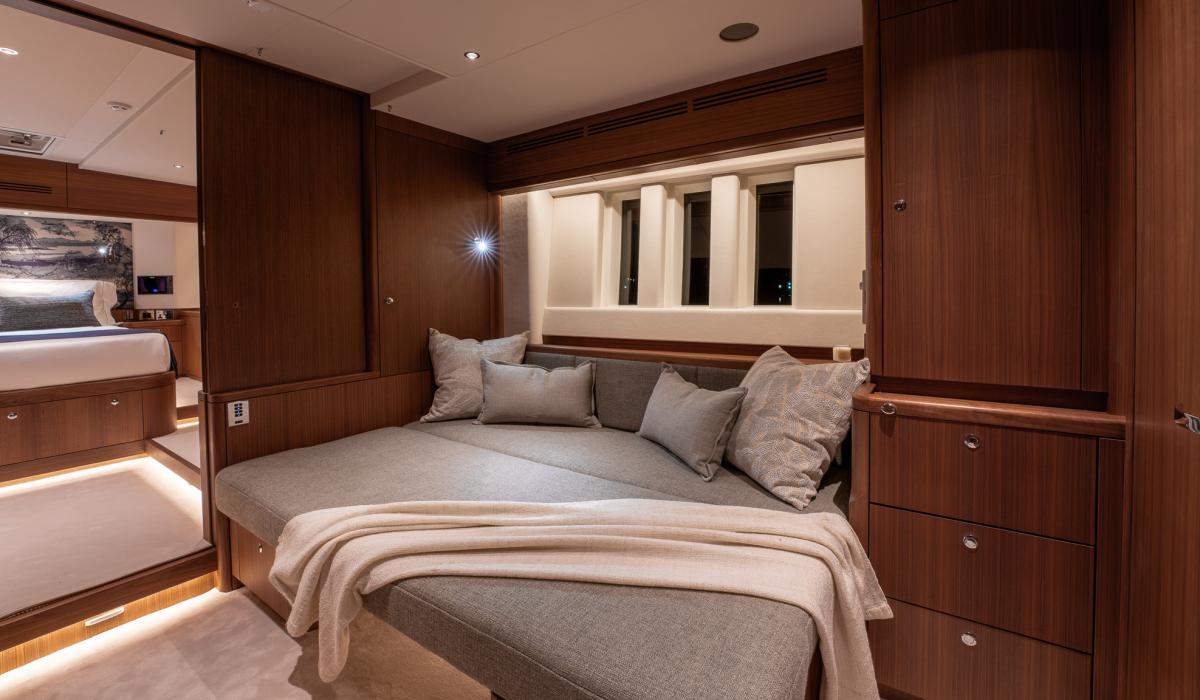 Oyster Yachts Oyster 885 Satori II Luxury Sailing Yacht Master Cabin Sofa