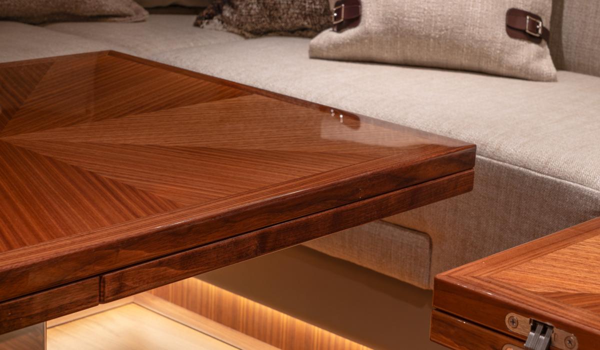 Oyster Yachts Oyster 885 Satori II Luxury Sailing Yacht Saloon Table Detail