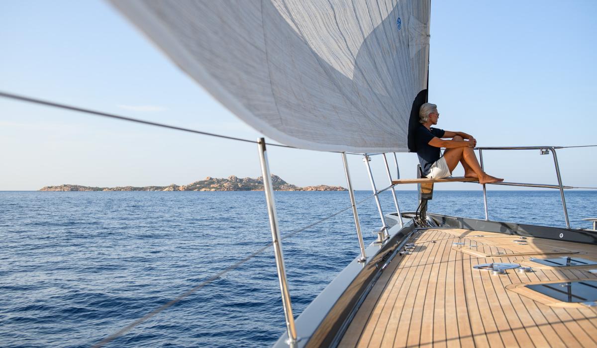 Oyster Yachts Oyster 885 luxury sailing yacht relaxing foredeck bow