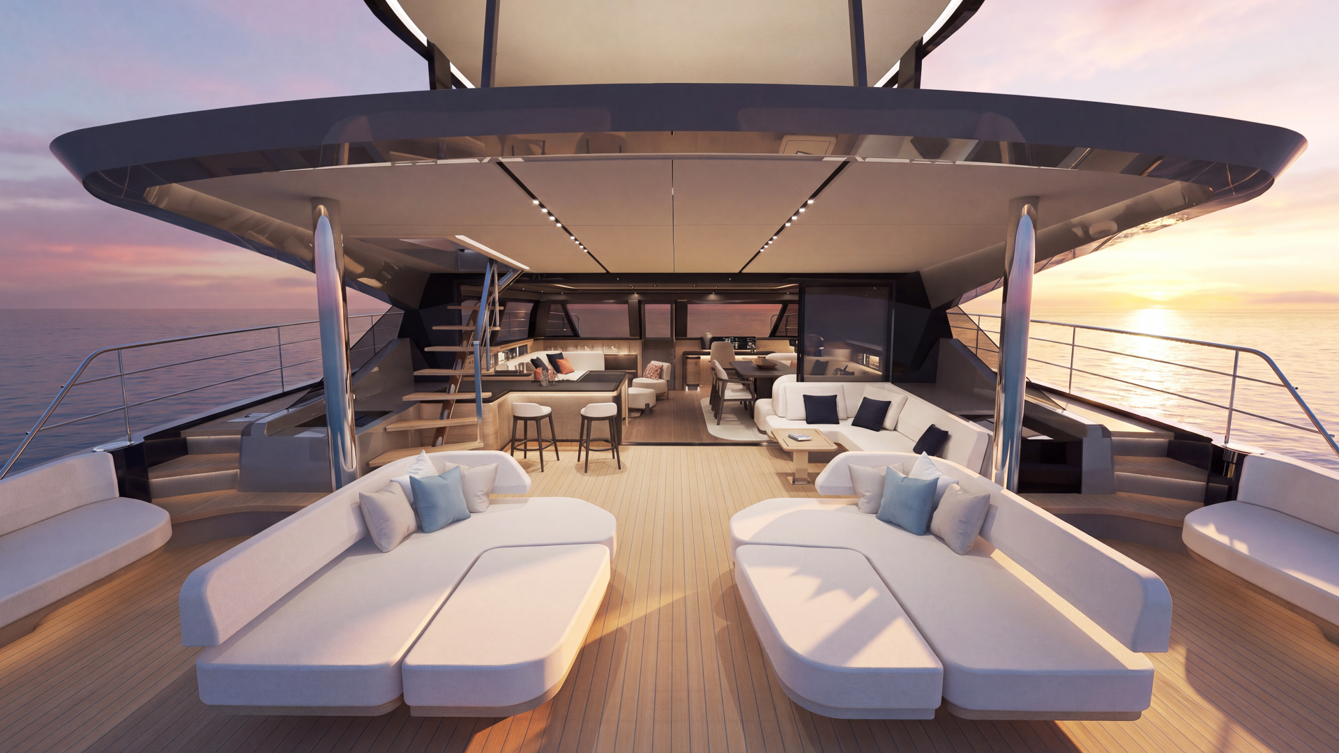 P60 60 foot power catamaran exterior aft deck