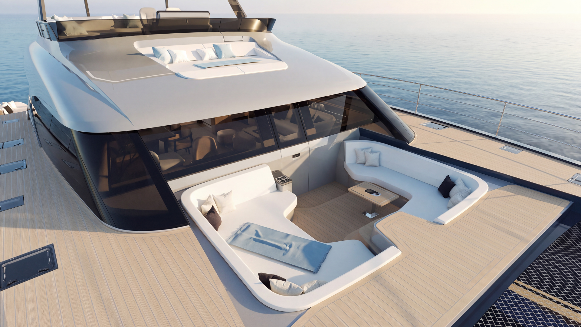 P60 60 foot power catamaran forward cockpit
