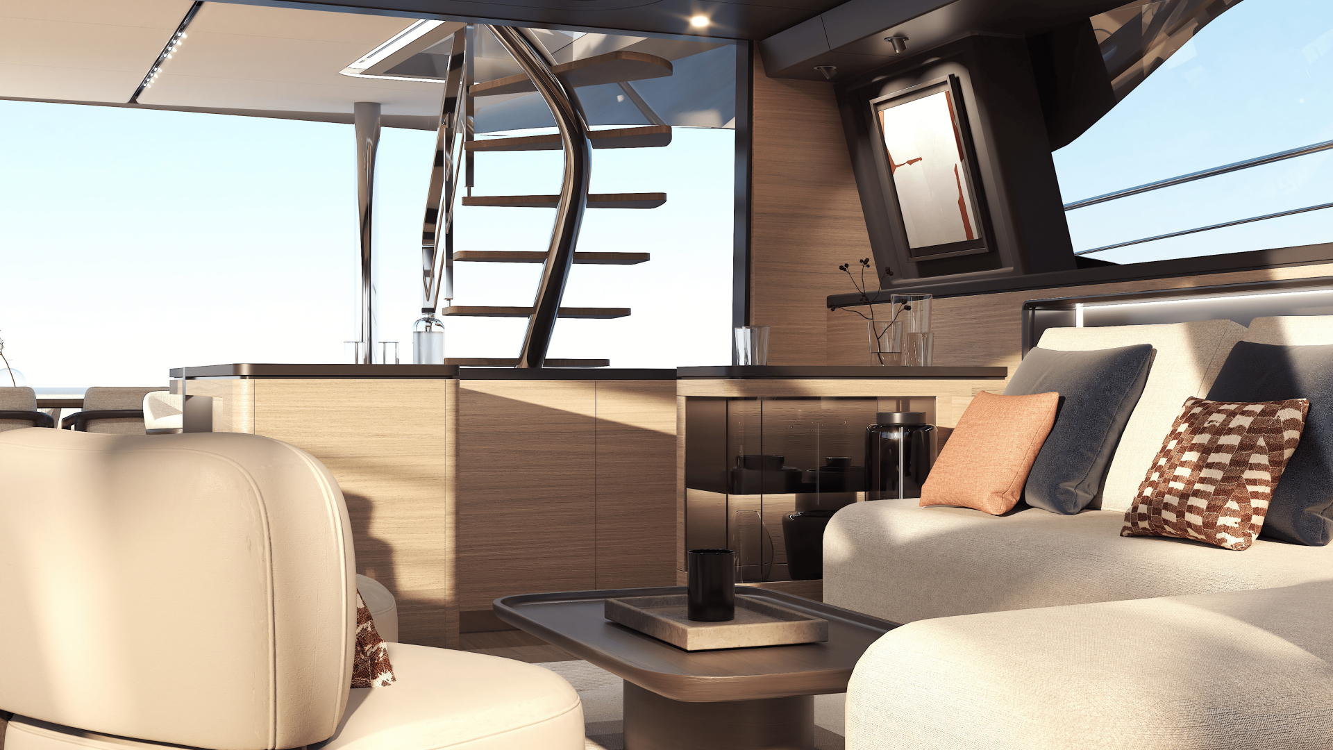P60 60 foot power catamaran interior finish