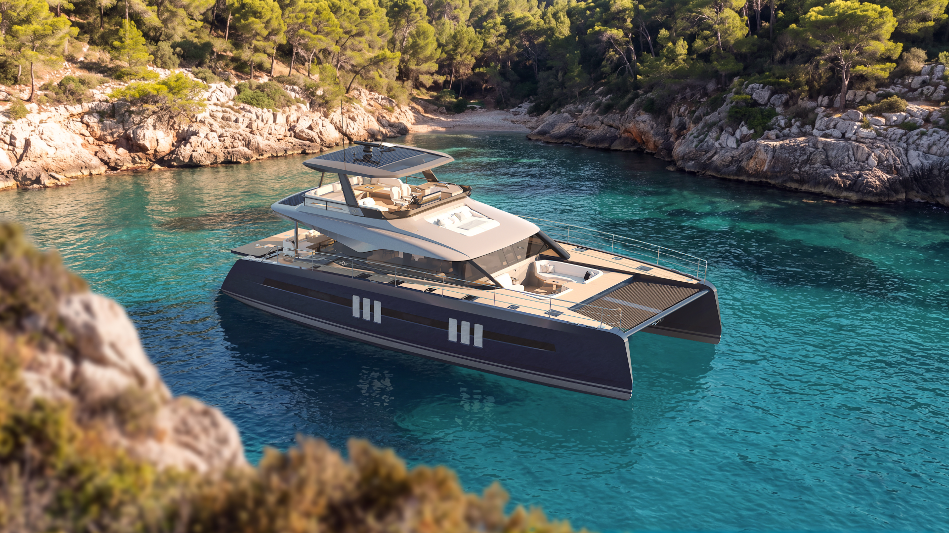 P60 60 foot power catamaran natural energy