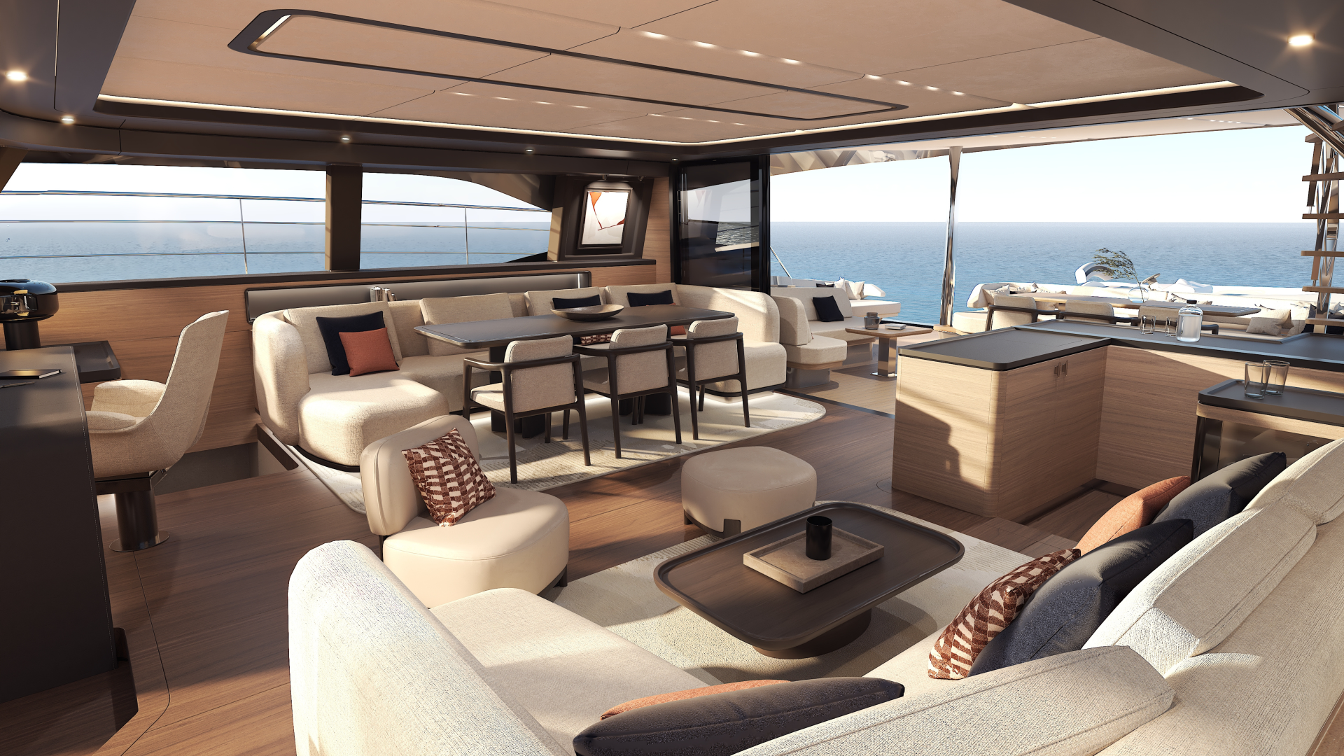 P60 60 foot power catamaran saloon