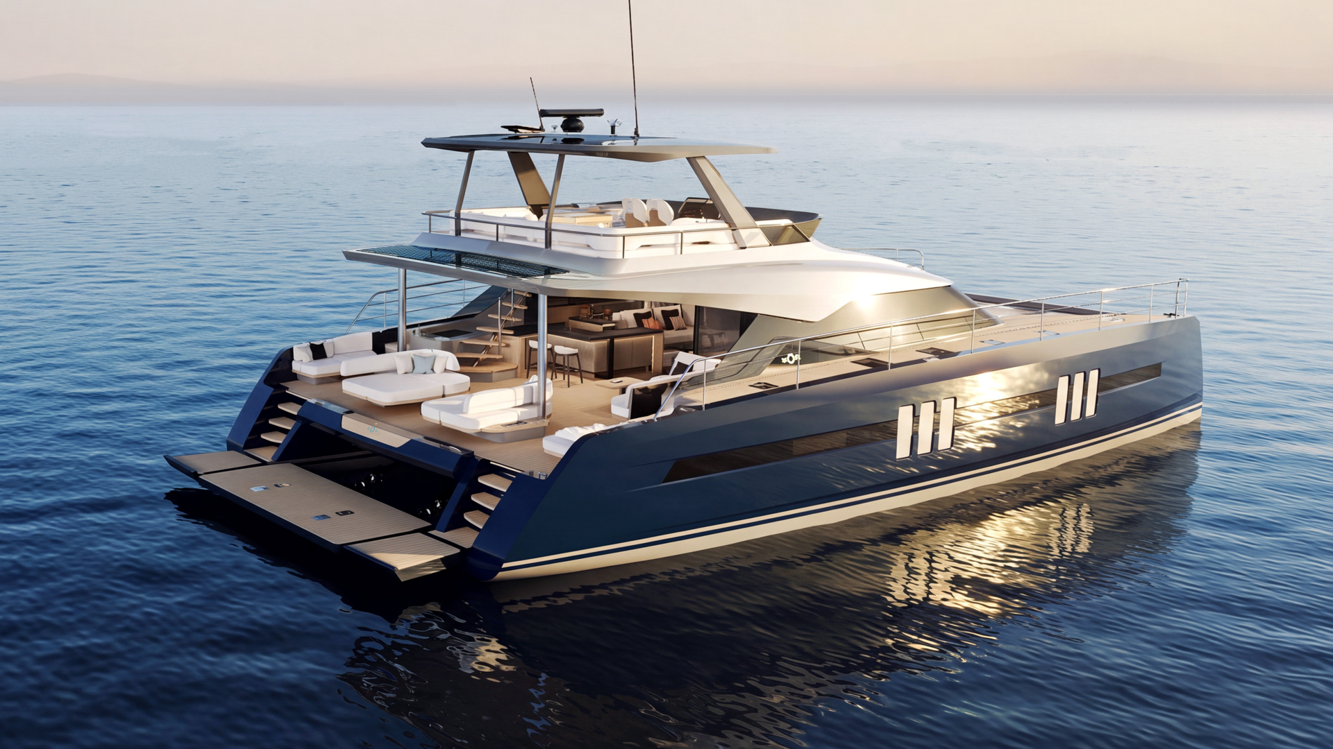 P60 60 foot power catamaran tender platform