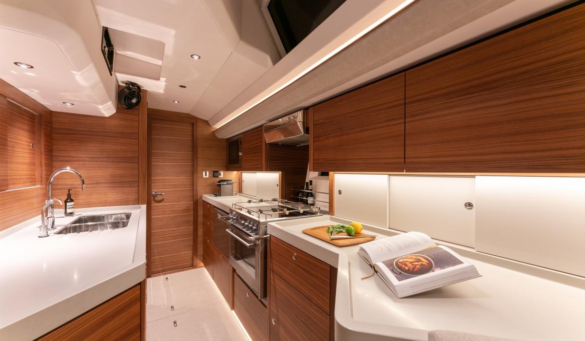practical galley on 60 foot oyster sailing yacht