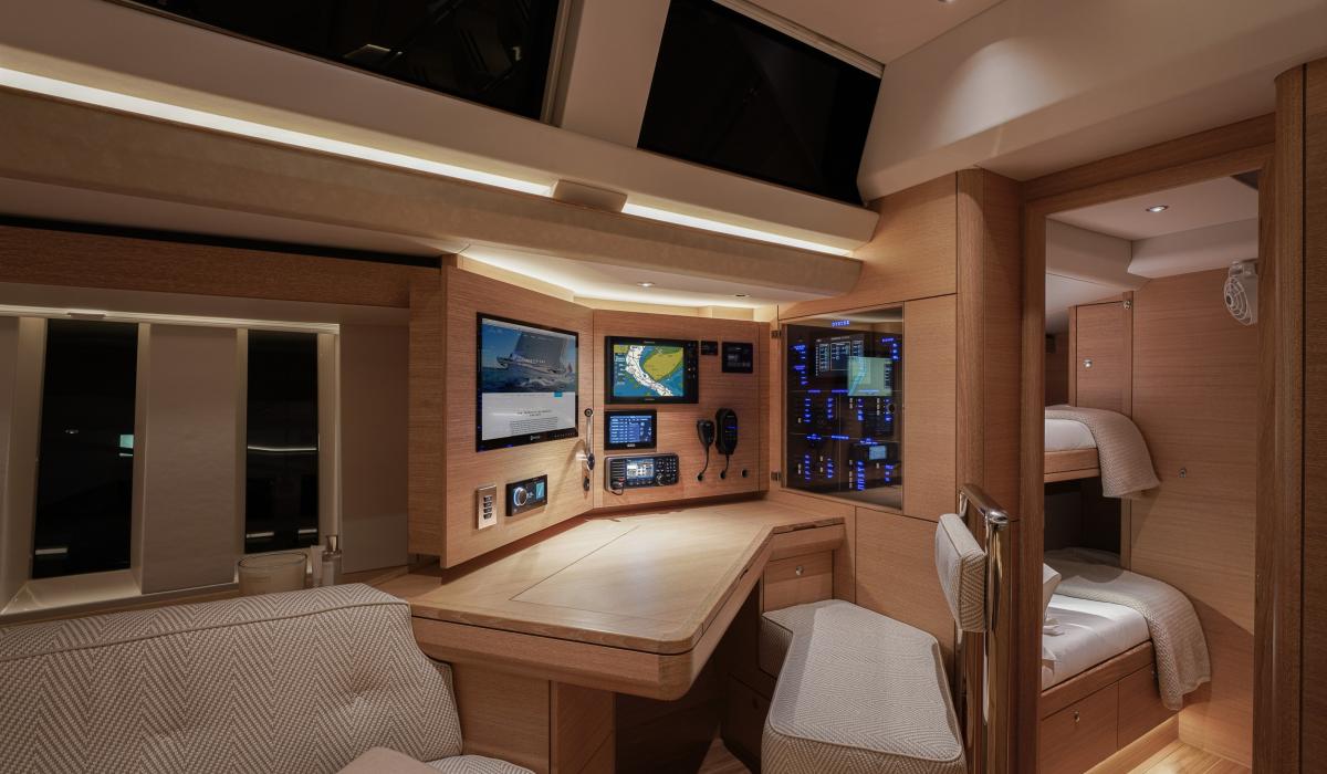 practical navigation station on sailing yacht