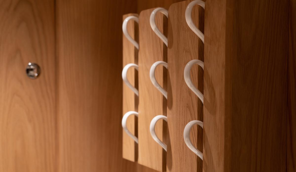 stowage in galley on sailing yacht